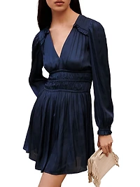 Mini Satin Dress With Ruffles