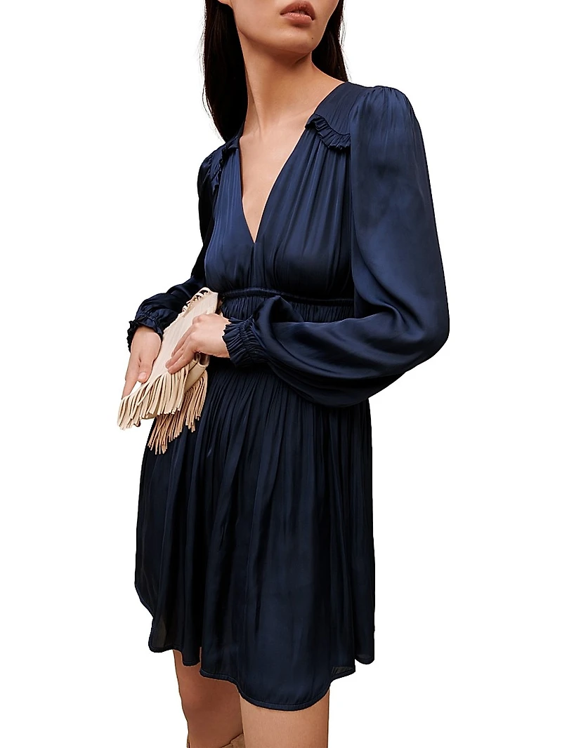 Mini Satin Dress With Ruffles