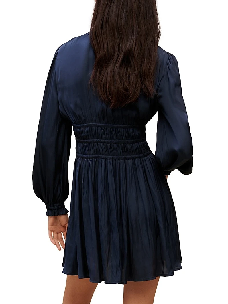 Mini Satin Dress With Ruffles