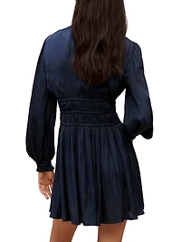 Mini Satin Dress With Ruffles