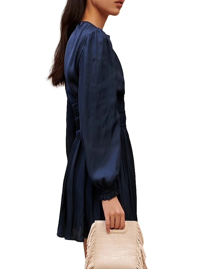 Mini Satin Dress With Ruffles