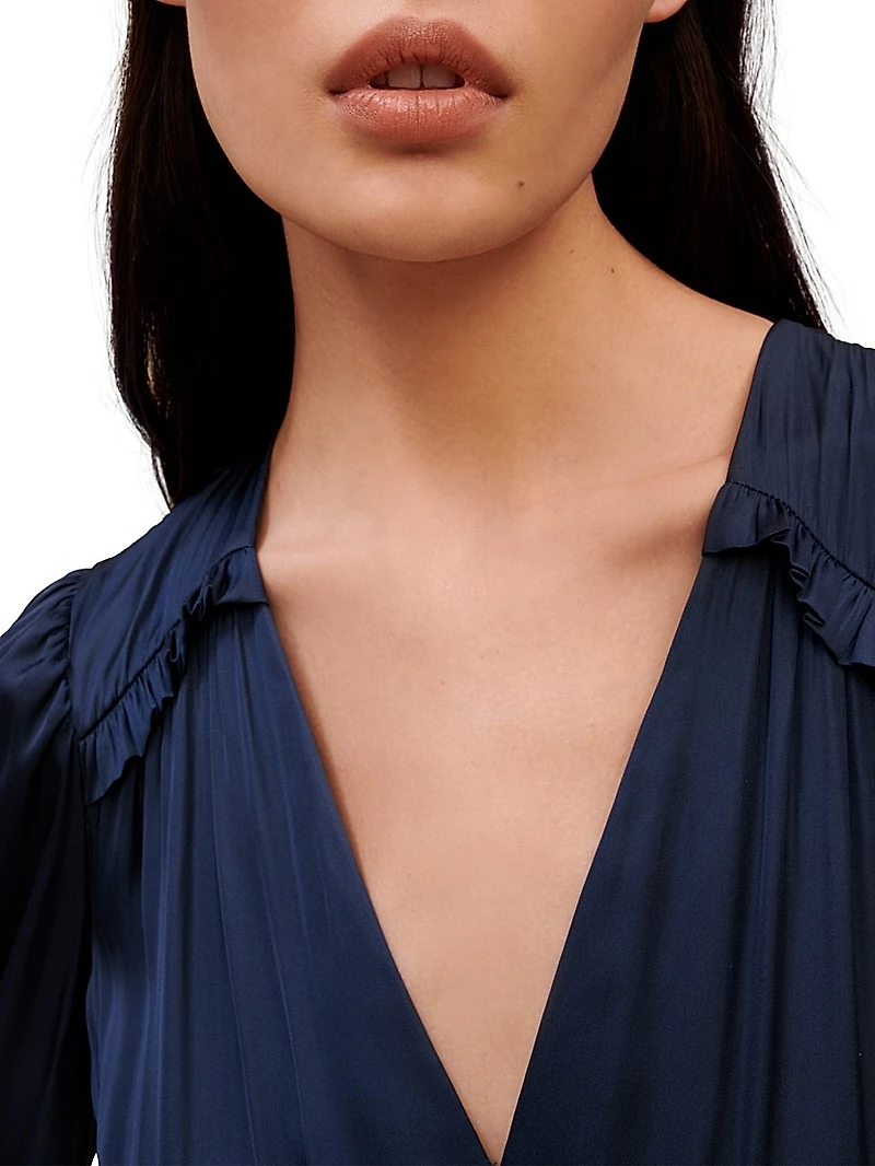 Mini Satin Dress With Ruffles