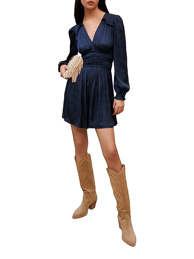 Mini Satin Dress With Ruffles