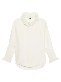 Silk Shirt with Gathered Collar