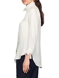 Silk Shirt with Gathered Collar