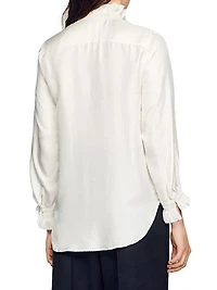 Silk Shirt with Gathered Collar
