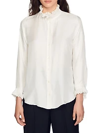 Silk Shirt with Gathered Collar