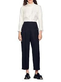 Silk Shirt with Gathered Collar