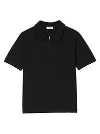Knitted Polo Shirt with Zip Collar