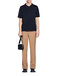 Knitted Polo Shirt with Zip Collar