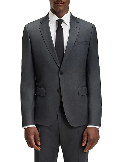 Single-Breasted Jacket Virgin-Wool Serge