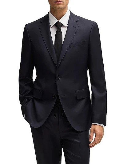 Single-Breasted Jacket Virgin-Wool Serge