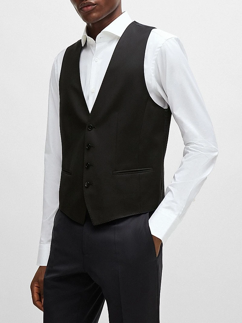 Single Breasted Waistcoat in Virgin-Wool Serge