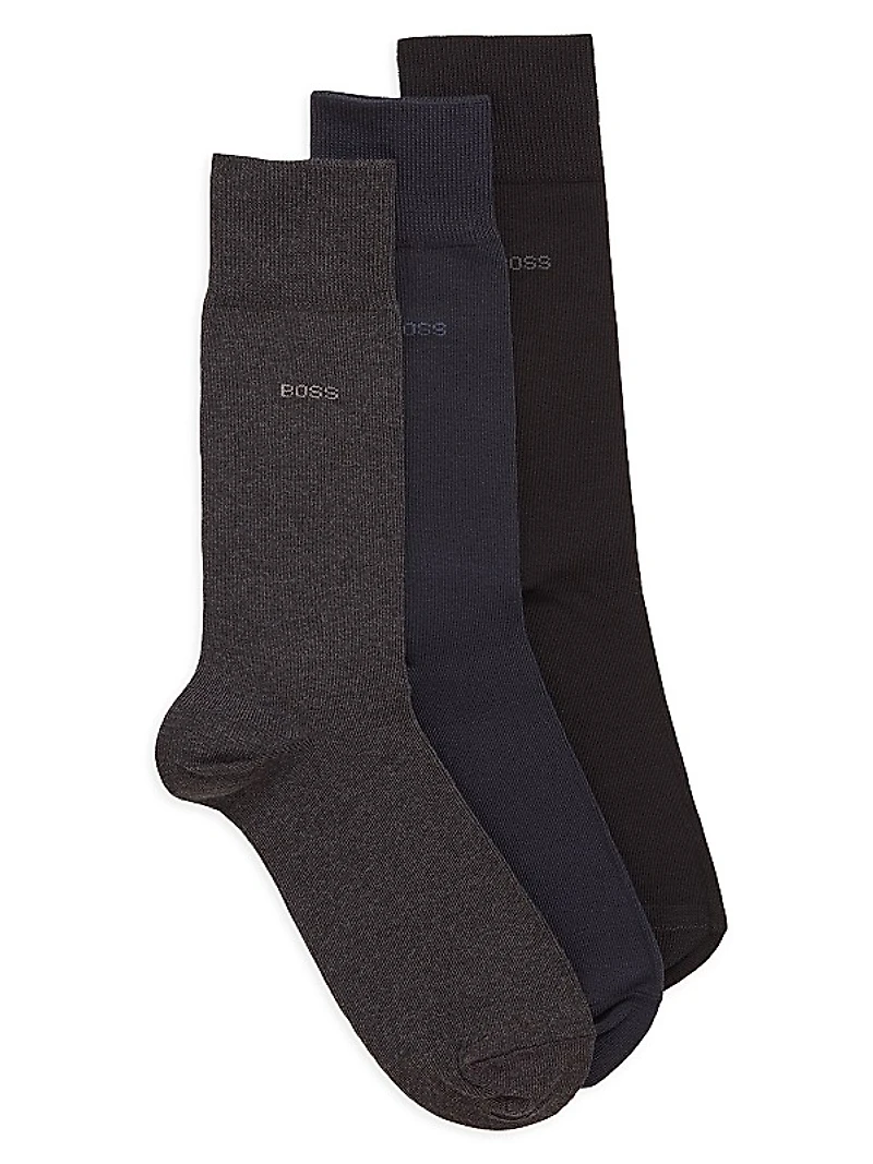 Three-Pack of Regular-Length Socks in Stretch Fabric