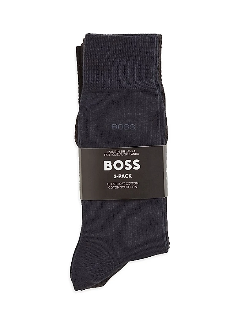 Three-Pack of Regular-Length Socks in Stretch Fabric