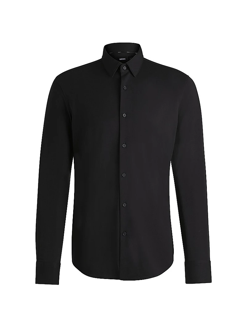 Slim-Fit Shirt Performance-Stretch Cotton-Blend Jersey