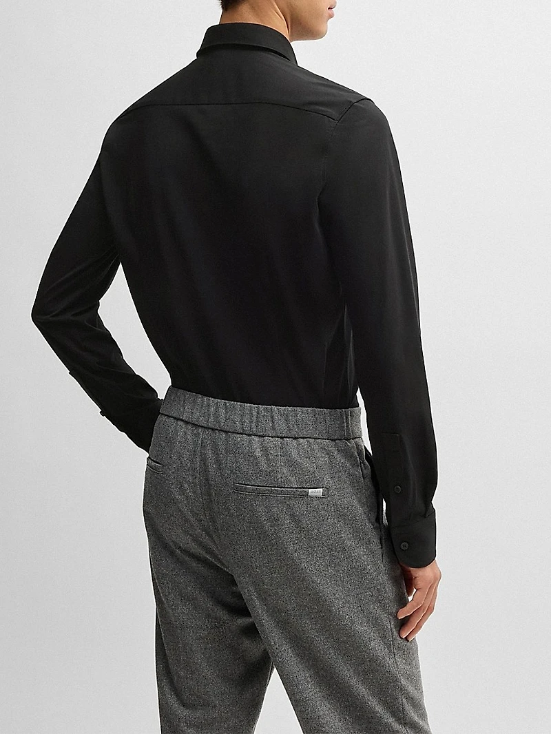 Slim-Fit Shirt Performance-Stretch Cotton-Blend Jersey