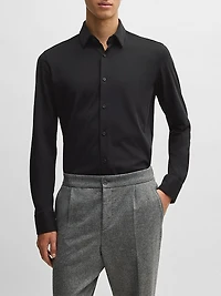 Slim-Fit Shirt Performance-Stretch Cotton-Blend Jersey