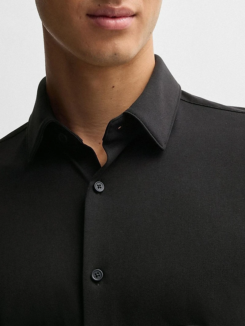 Slim-Fit Shirt Performance-Stretch Cotton-Blend Jersey