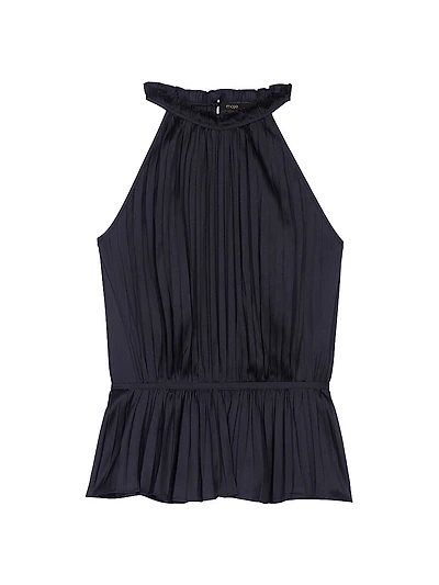 Pleated Satin Halter Top