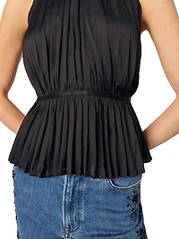Pleated Satin Halter Top