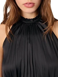 Pleated Satin Halter Top