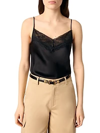 Silk Satin and Lace Slip Top