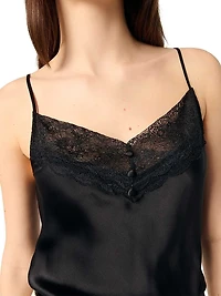Silk Satin and Lace Slip Top