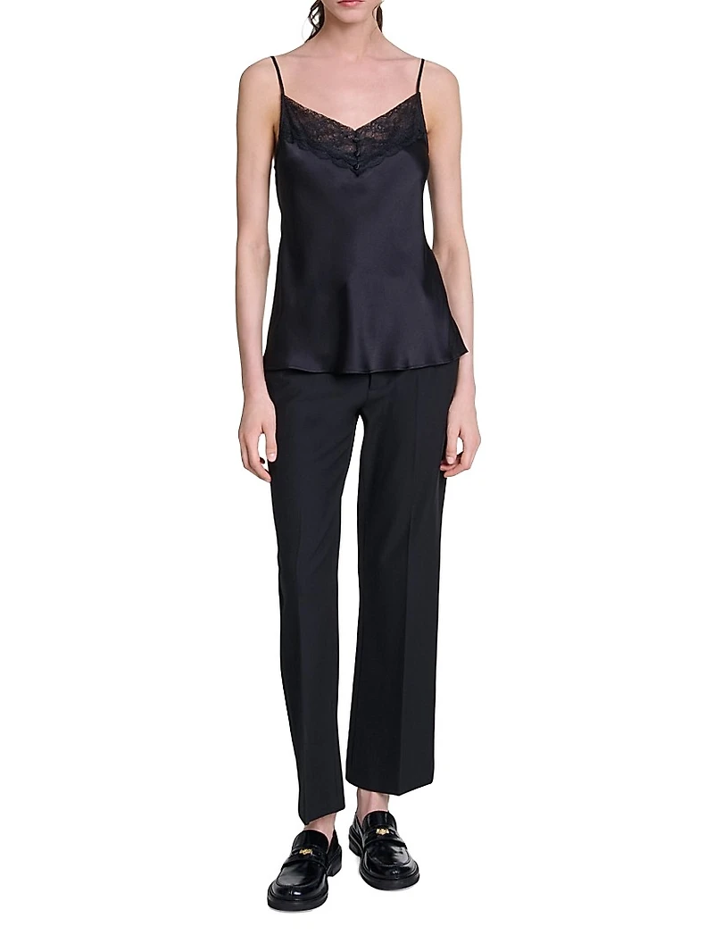 Silk Satin and Lace Slip Top