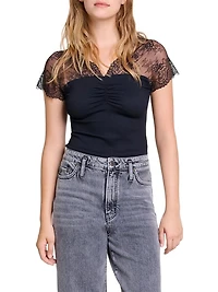 Jersey Top with Lace Trim