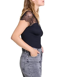 Jersey Top with Lace Trim