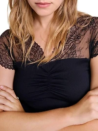 Jersey Top with Lace Trim