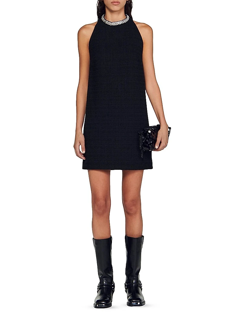 Dress with Jewelry Collar