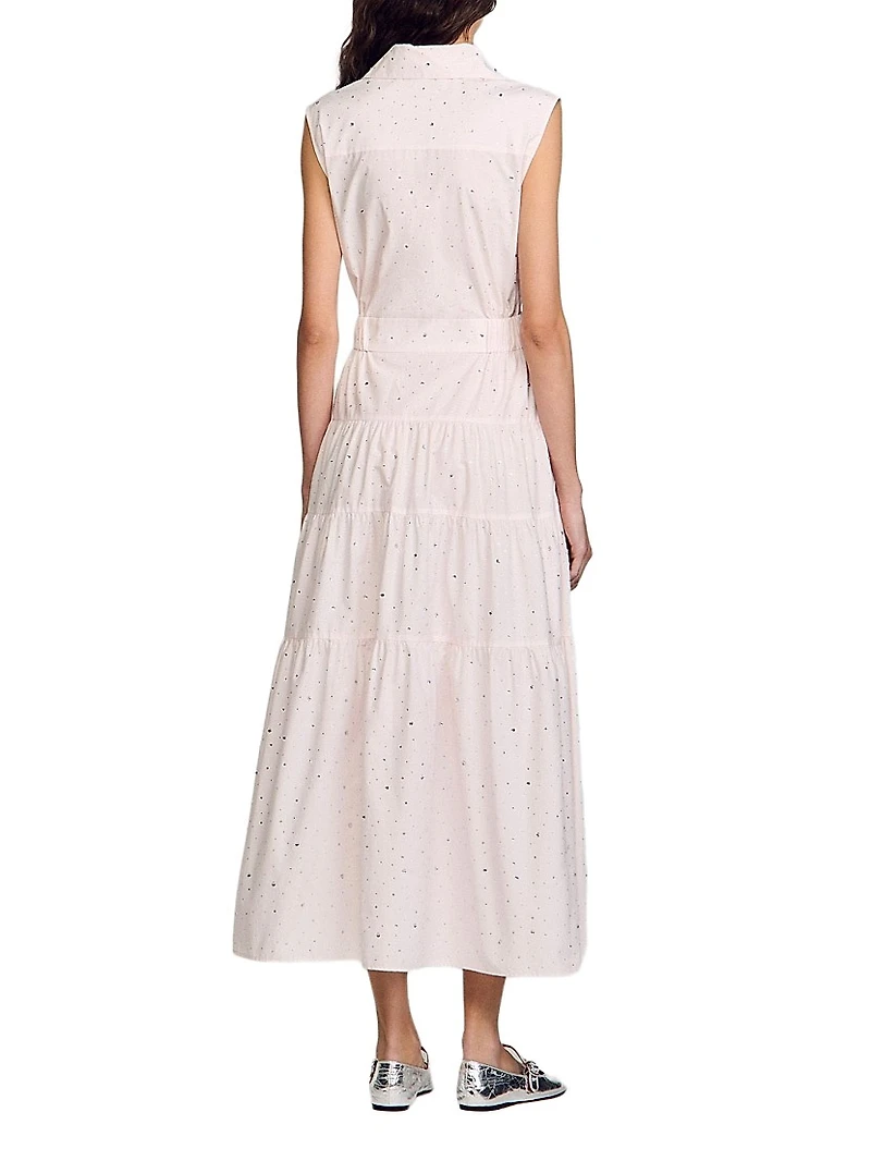 Rhinestone Tie-Front Maxi Dress