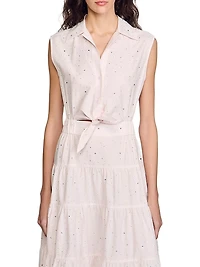 Rhinestone Tie-Front Maxi Dress