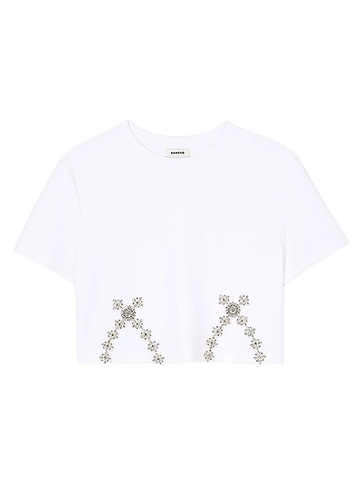 Rhinestone Cropped T-Shirt