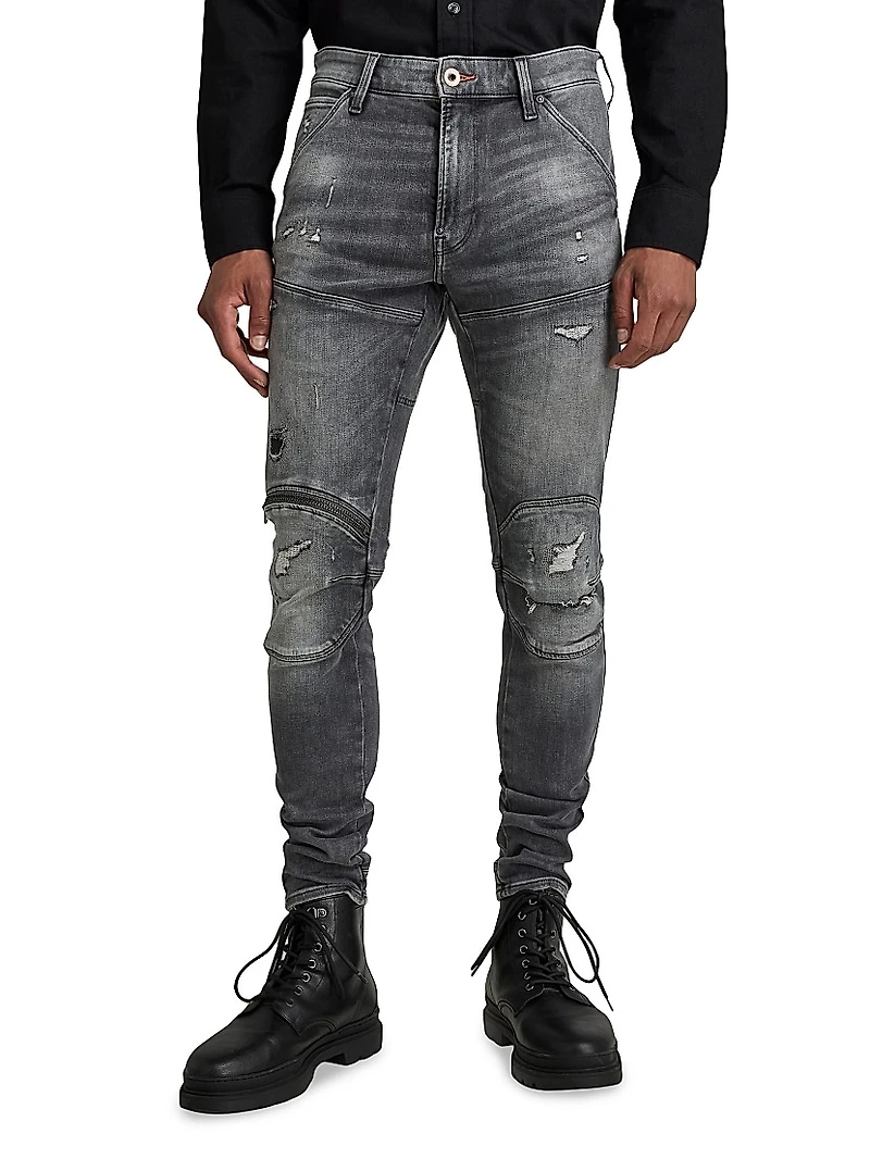 5620 3D Zip Knee Skinny Jeans