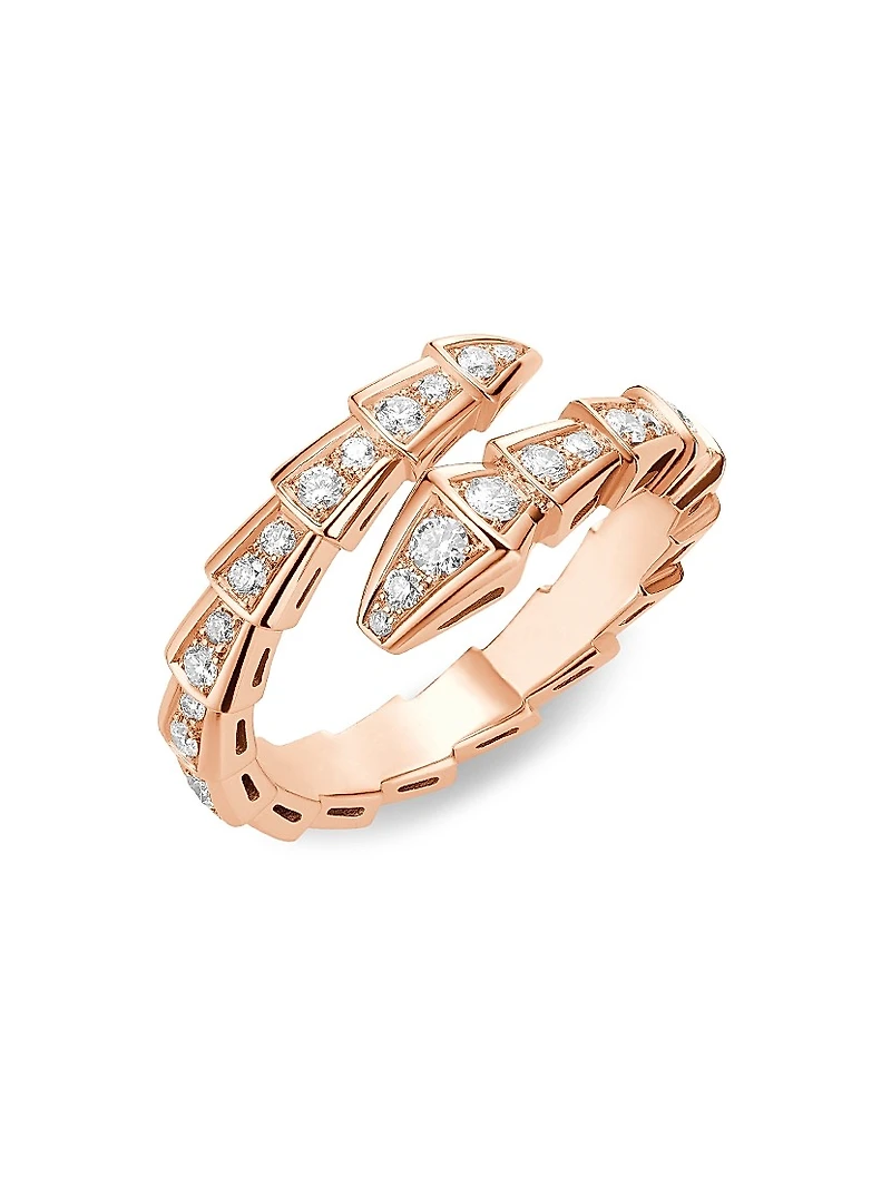 Serpenti Viper 18K Rose Gold & Pavè Diamond Ring