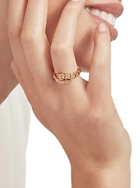 Serpenti Viper 18K Rose Gold & Pavè Diamond Ring