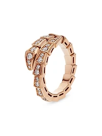 Serpenti Viper 18K Rose Gold & Pavè Diamond Ring