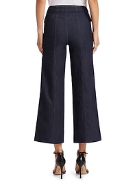 Azure Front High-Rise Wide-Leg Crop Pants