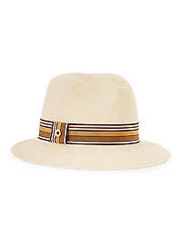 Ingrid Multi Stripe Ribbon Straw Fedora