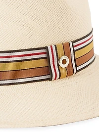 Ingrid Multi Stripe Ribbon Straw Fedora