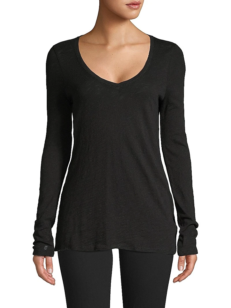 Long-Sleeve V-Neck Slub Tee