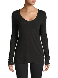 Long-Sleeve V-Neck Slub Tee