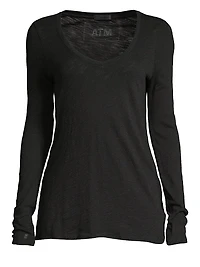 Long-Sleeve V-Neck Slub Tee