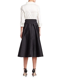 Two-Tone Collared Taffeta Gown