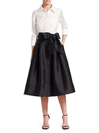 Two-Tone Collared Taffeta Gown