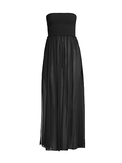 Calista Smocked Strapless Flare Dress