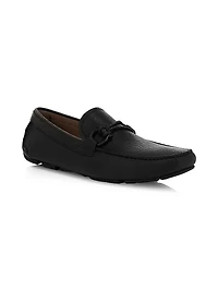 Front Buckle Leather Driver Loafers